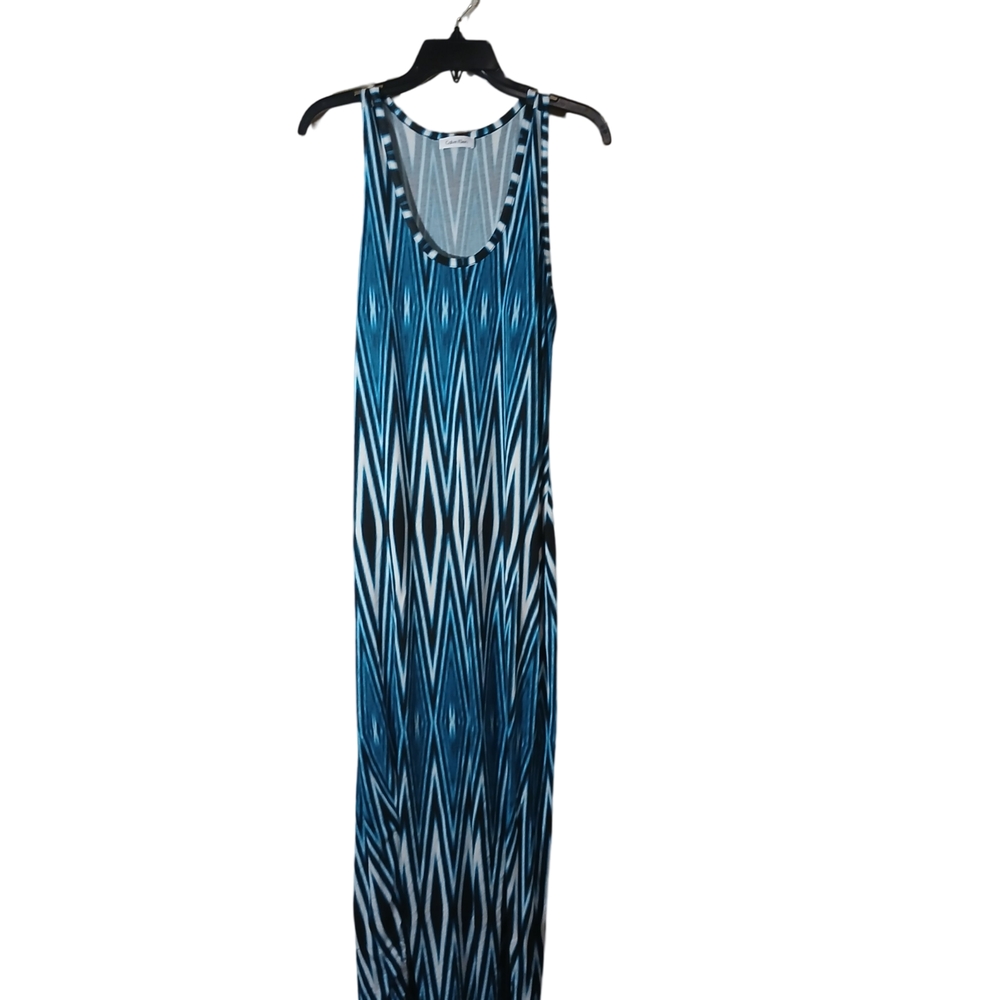 Stylish Blue Calvin Klein Patterned Maxi Dress